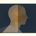 Perfil humano abstrato formado por planos equilibrados que representam a mediação do ego