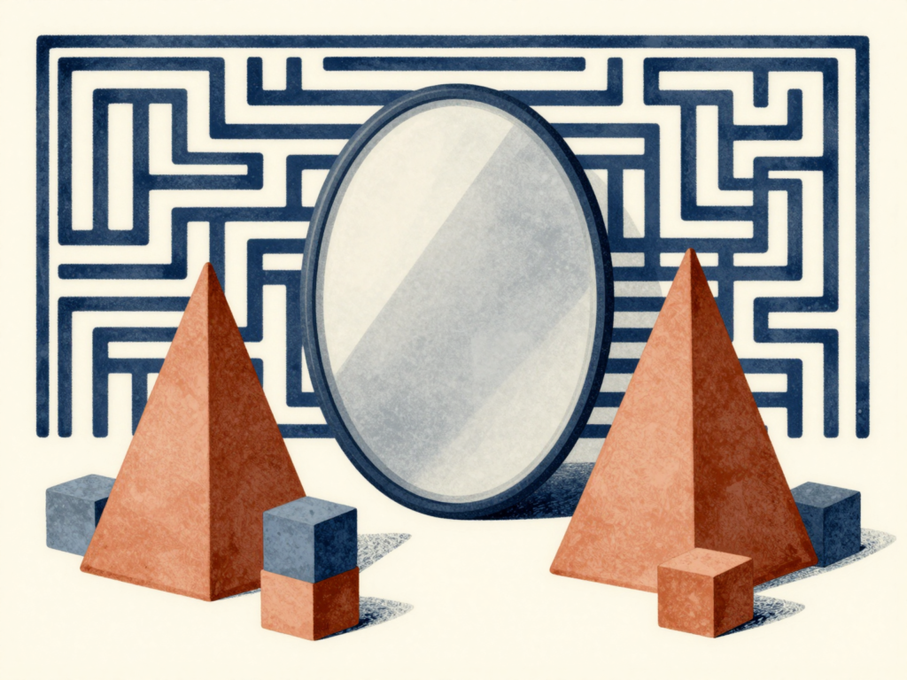 Formas abstratas representam identidade, diferença e organização psíquica na fase fálica