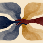 Ilustração abstrata sobre formação reativa e tendências psíquicas opostas