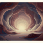 Paisagem psíquica abstrata com formas orgânicas que representam a dimensão pulsional do id