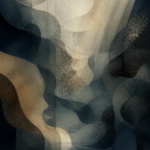 Ilustração abstrata sobre o inconsciente na psicanálise, com camadas de sombra e luz
