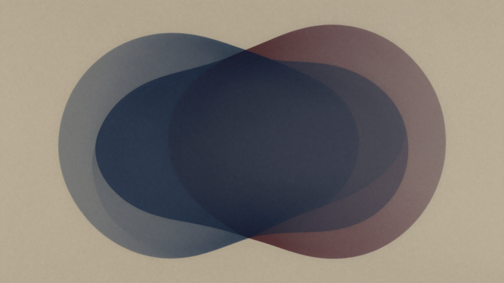 Formas abstratas sobrepostas ao redor de um vazio central