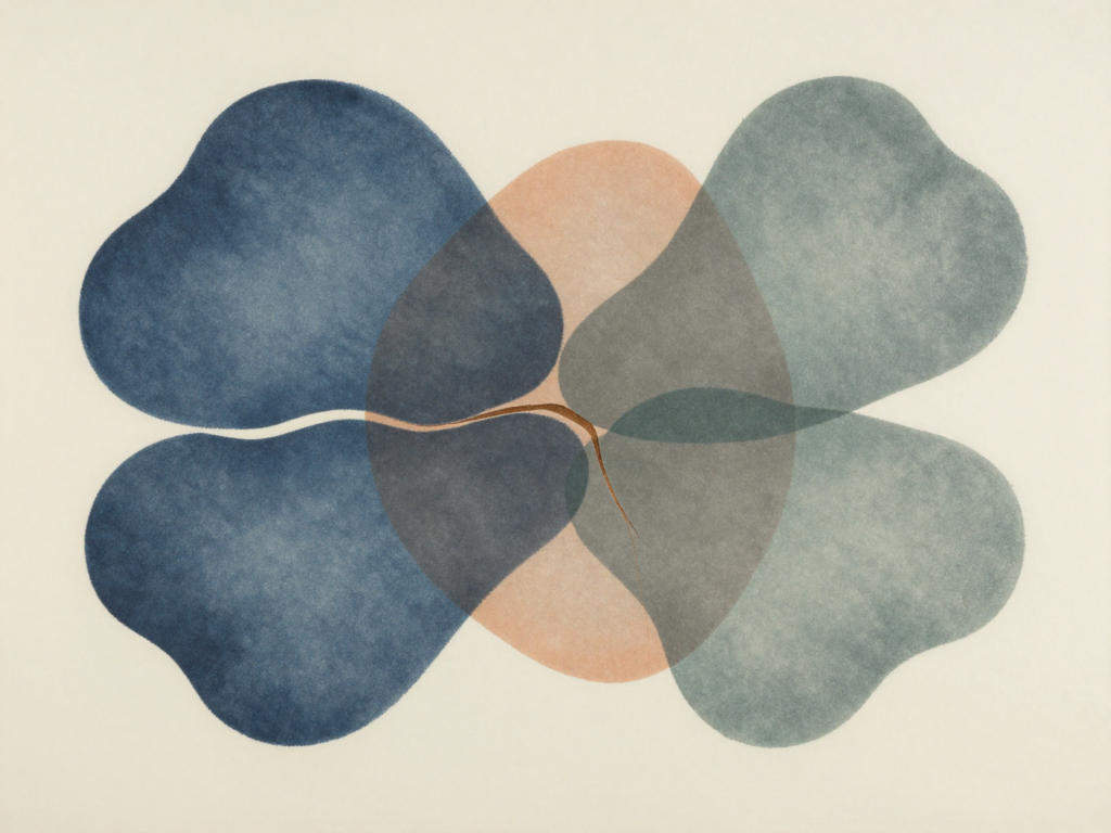 Formas abstratas integradas por uma linha de reparação, representando a posição depressiva