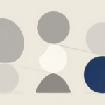 Ilustração abstrata com formas equilibradas para representar o princípio de realidade na psicanálise.