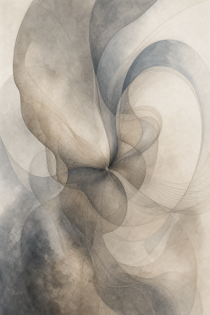 Ilustração abstrata sobre pulsão na psicanálise, com formas orgânicas e linhas de movimento