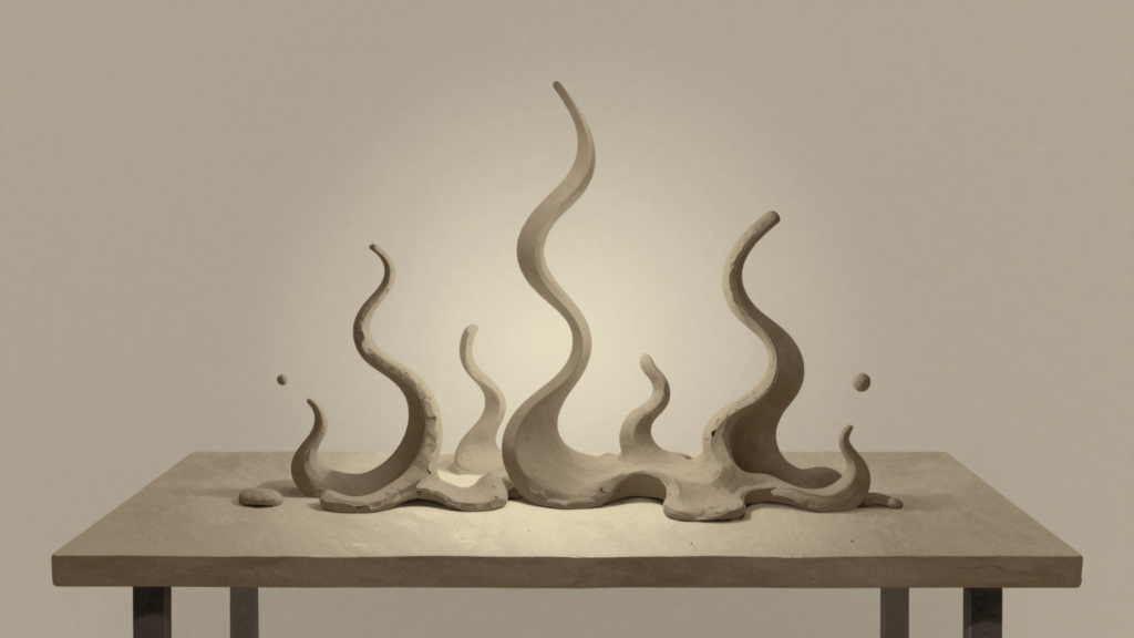 Ilustração editorial abstrata sobre sublimação na psicanálise, com formas plásticas elevando-se em luz suave.