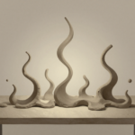 Ilustração editorial abstrata sobre sublimação na psicanálise, com formas plásticas elevando-se em luz suave.