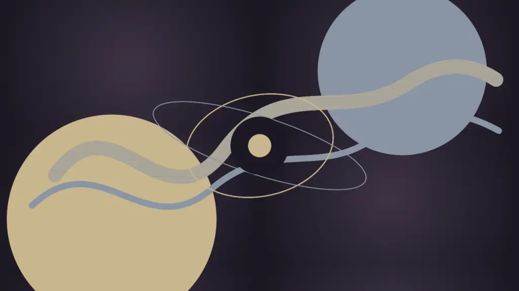 Ilustração abstrata com formas sobrepostas para representar o supereu na psicanálise.