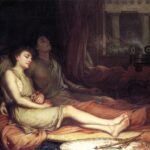 Duas figuras adormecidas em ambiente escuro na pintura de John William Waterhouse